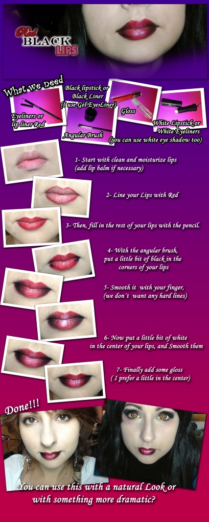 Red to Black Lip Make-up Tutorial by PuchysLove
